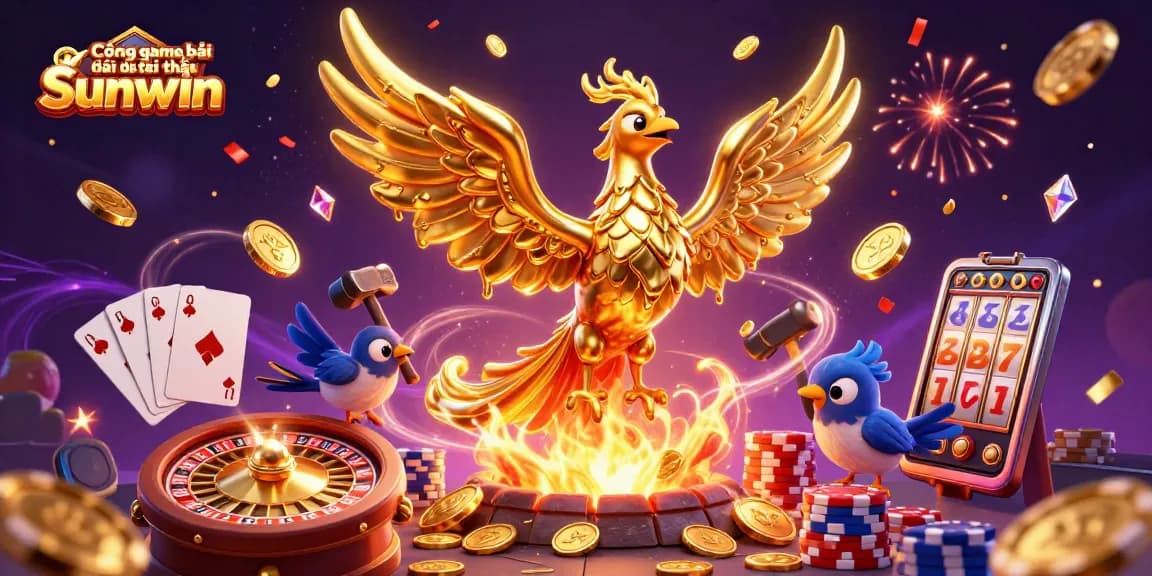Play Cổng game bài đổi thưởng Sunwin with exciting 3D illustrated casino elements and rich visuals.