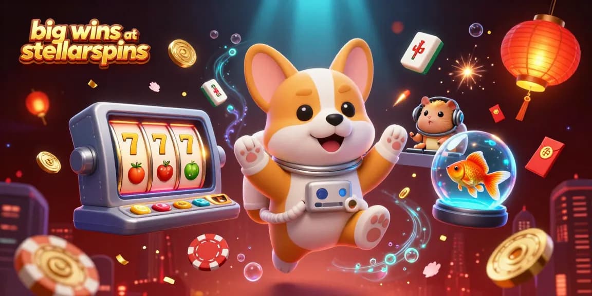 Experience big wins at stellarspins with animated characters celebrating in a vibrant casino scene.