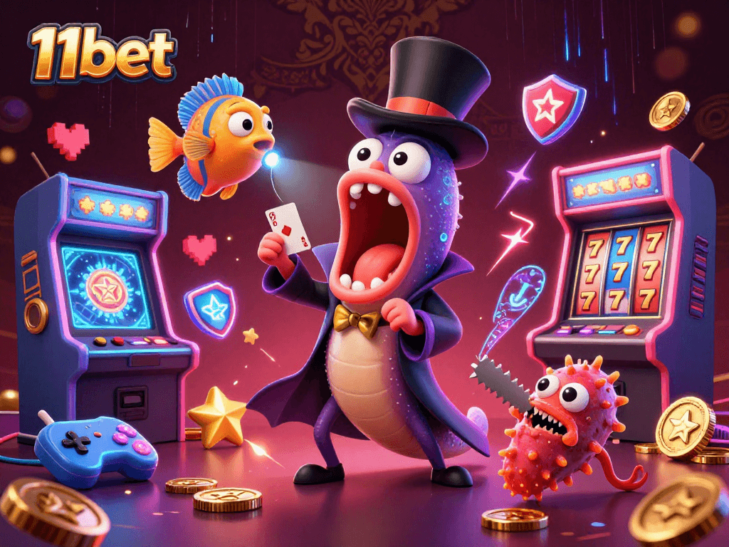 Experience thrilling action with 11bet's vibrant 3D casino scene featuring magical deep-sea characters.