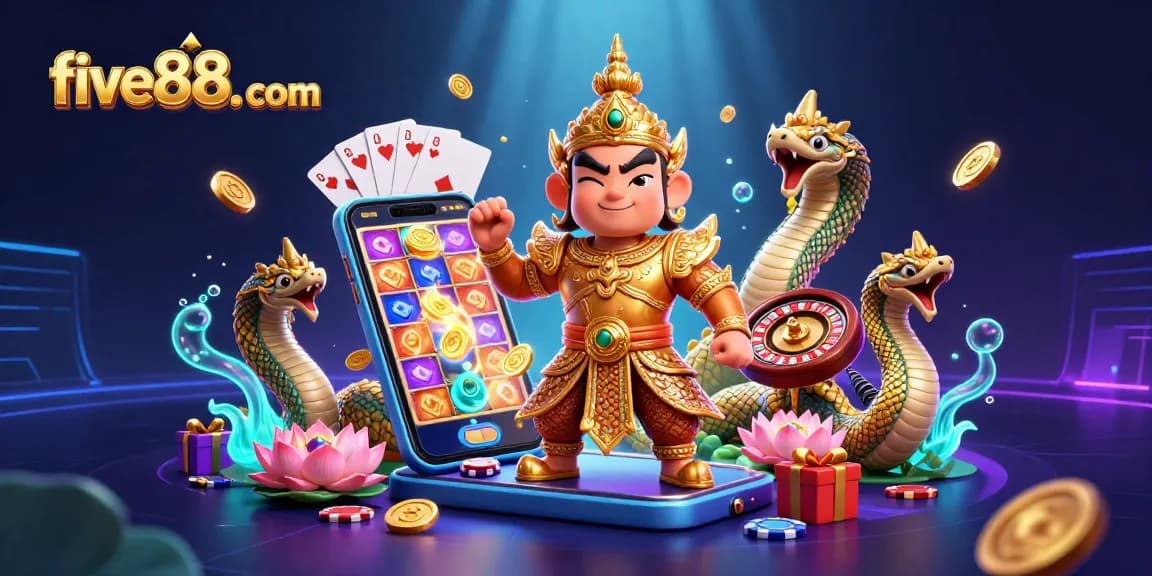Experience winning at five88. com with vibrant 3D characters and captivating casino elements.