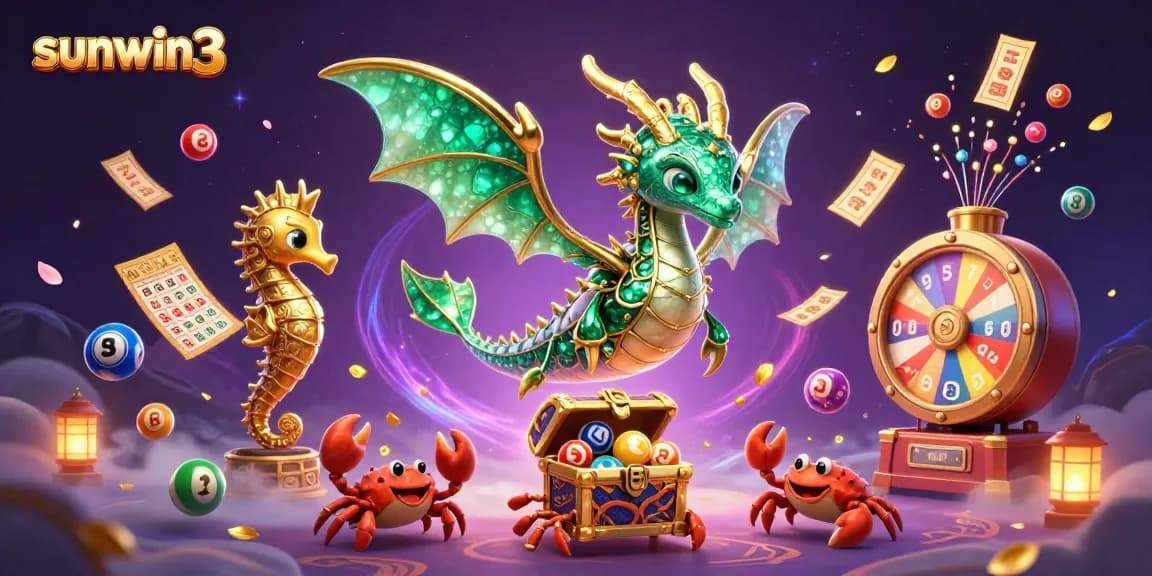 Experience the excitement of sunwin3 featuring a mythical sea dragon and vibrant lottery elements.