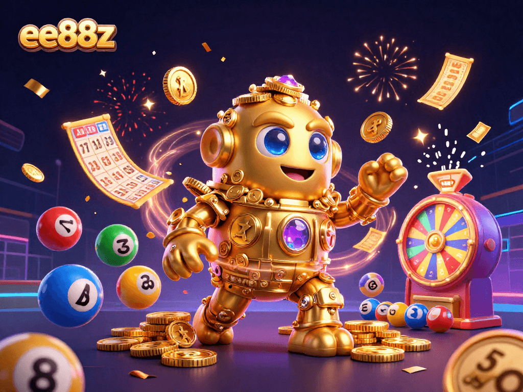 Boost your gaming experience with ee88z, adorned by vibrant lottery balls and festive elements.