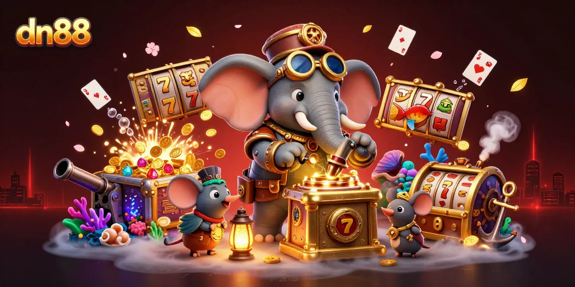 Spin the slots at dn88 for exciting wins amid vibrant casino-themed imagery.