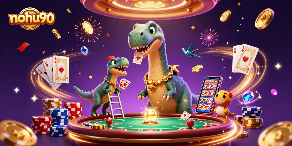 Experience thrilling wins at nohu90 with a vibrant casino scene featuring lively characters and dynamic game elements.