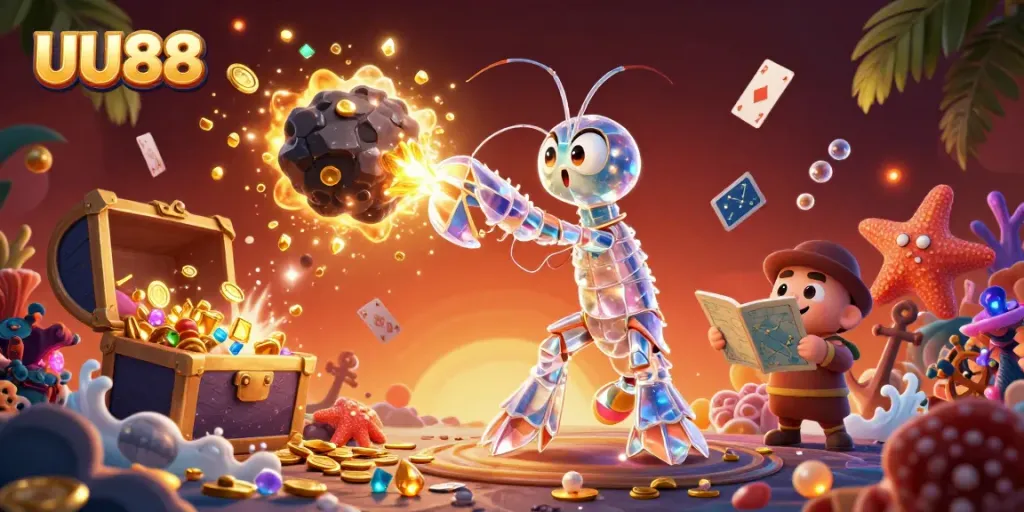 Engage with the thrilling world of UU88's online gambling in a vibrant 3D casino scene.