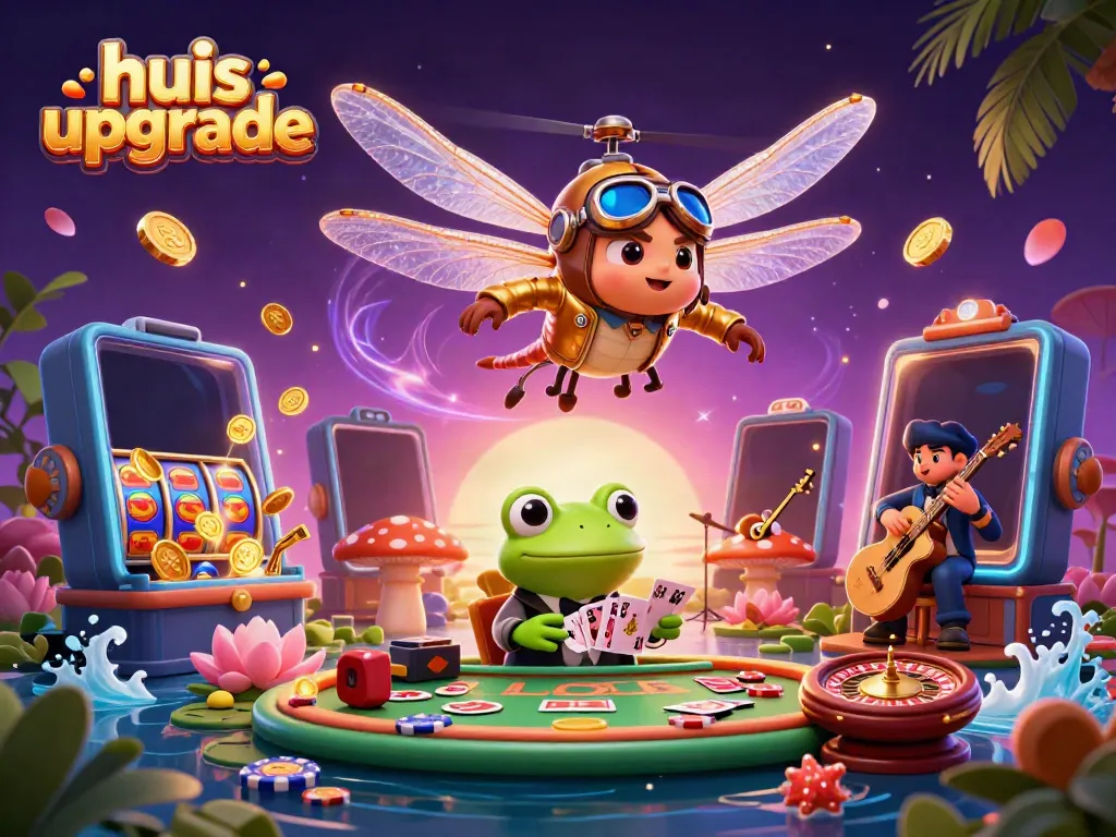 Engage with the vibrant world of huis upgrade as a dragonfly pilot and frog croupier bring a lively casino scene to life.
