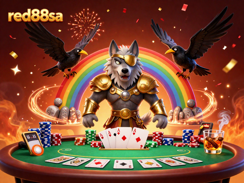 Experience thrilling moments with red88sa in a vibrant casino scene featuring Norse mythology characters.