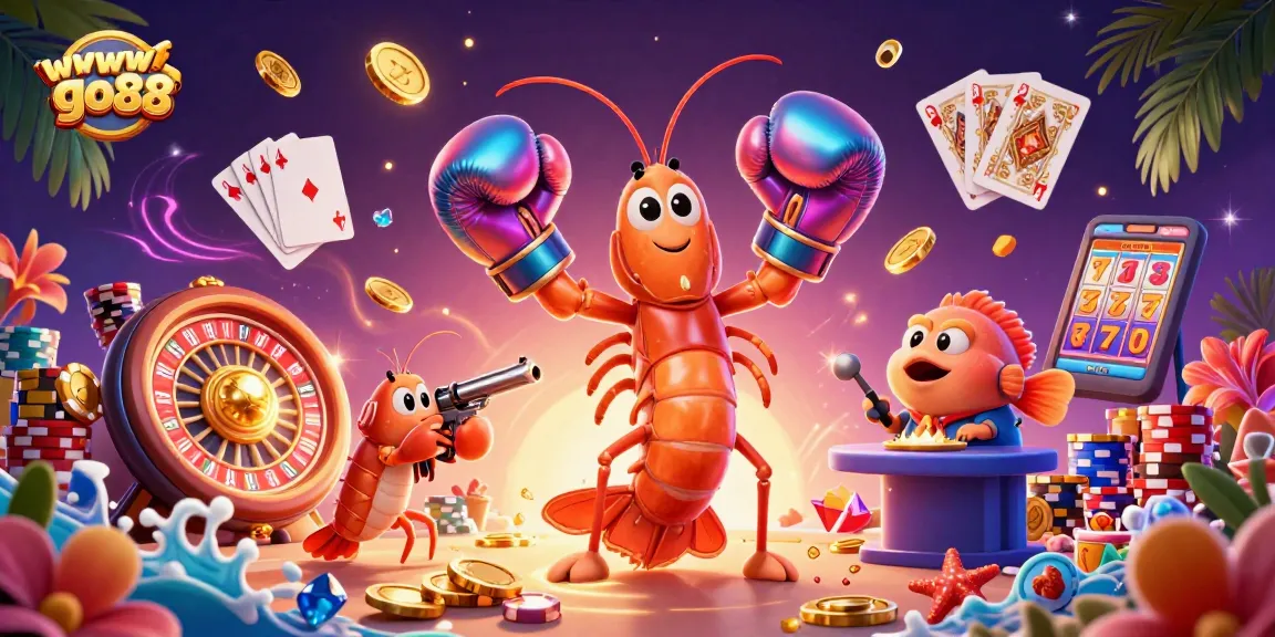 Experience big wins with wwwgo88, vibrant 3D casino scene filled with gold coins and poker chips.