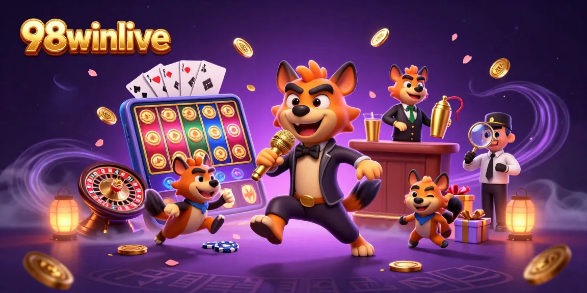 Watch the 98winlive hyenas bring laughter in a vibrant, action-packed casino atmosphere.
