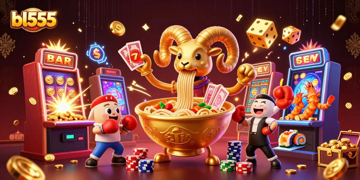 Engage in thrilling gameplay at bl555 with a vibrant casino illustration showcasing dynamic characters and exciting game elements.