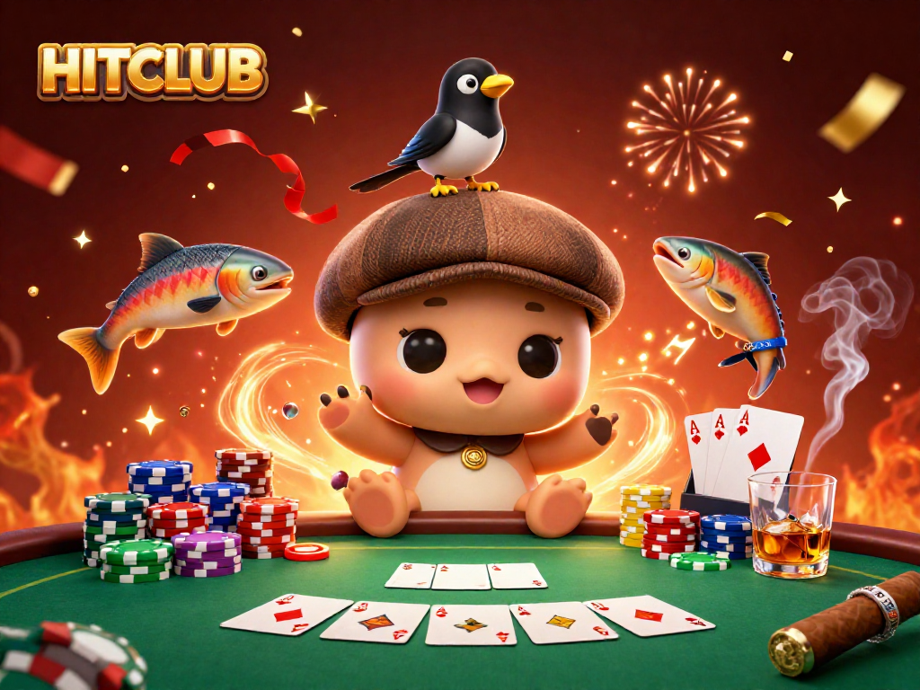 Experience the excitement of HITCLUB's gaming thrill with Nessie and friends at the poker table.