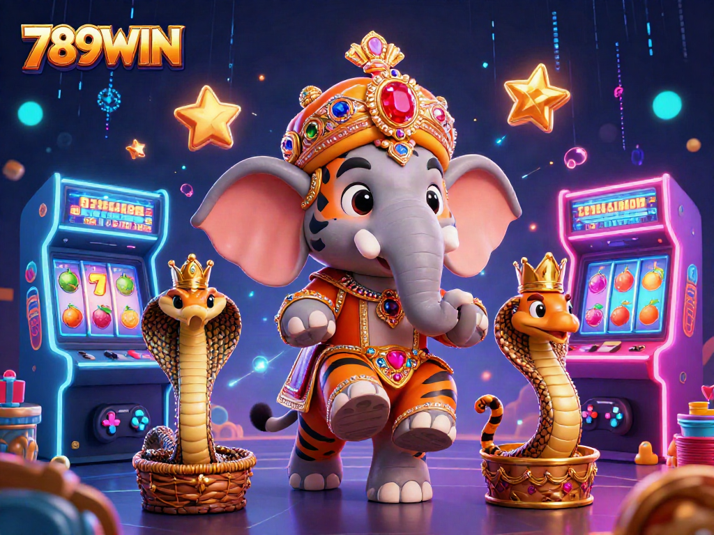Engage with 789WIN's vibrant casino experience through a colorful 3D illustration featuring a maharaja and symbols.