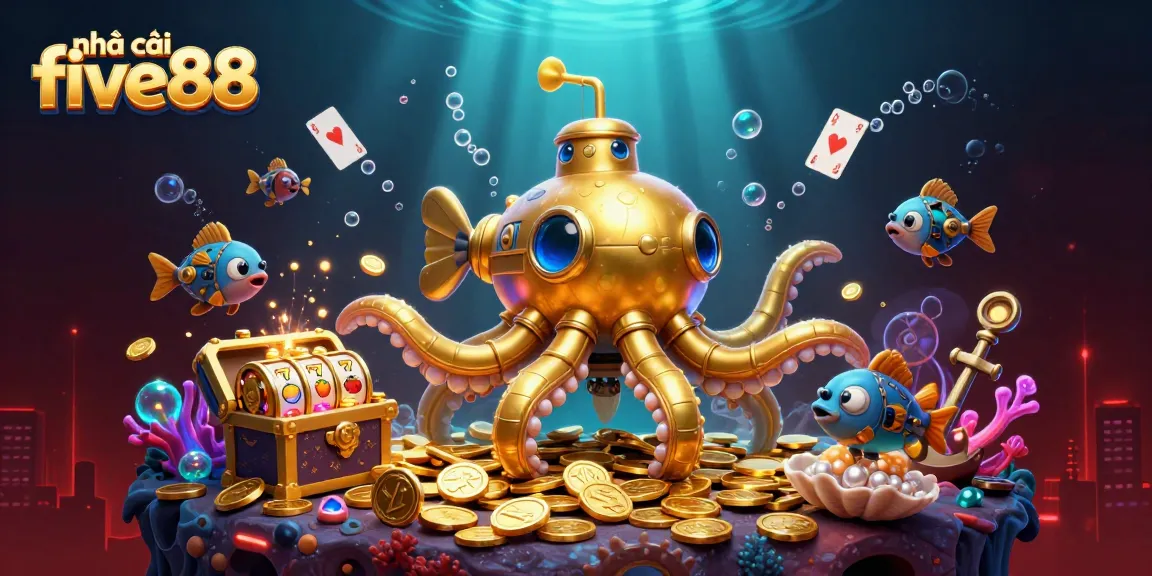 Join the excitement at nhà cái five88 with a vibrant underwater scene full of casino game elements.