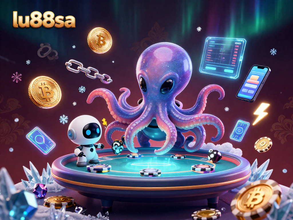 Engage with exciting poker plays at lu88sa featuring an alien octopus in a dynamic space casino.