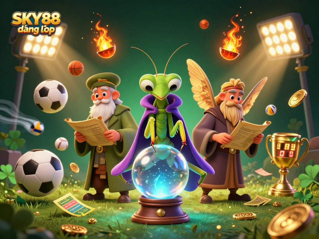 Experience thrilling bets at SKY88 đăng nhập with a vibrant scene of sports and fortune elements.
