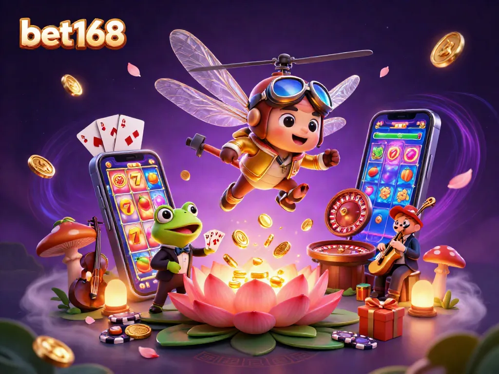 Experience thrilling gameplay with bet168 as a dragonfly pilot and frog croupier animate the casino.