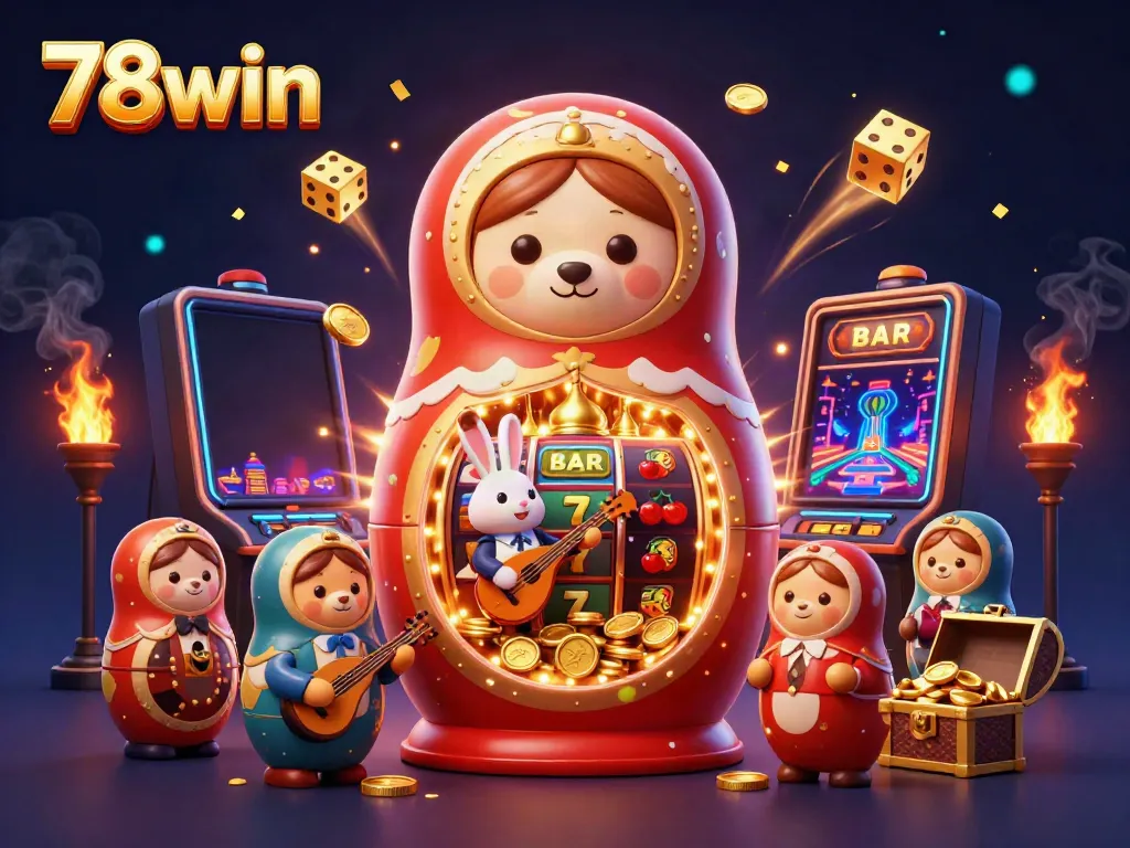 Experience the excitement of 78win with vibrant casino-themed illustration elements and characters.