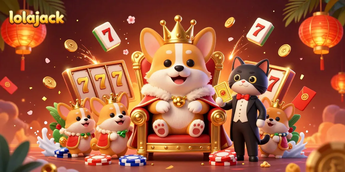 Experience exciting moments at lolajack Casino with a royal corgi and a luxurious casino atmosphere.
