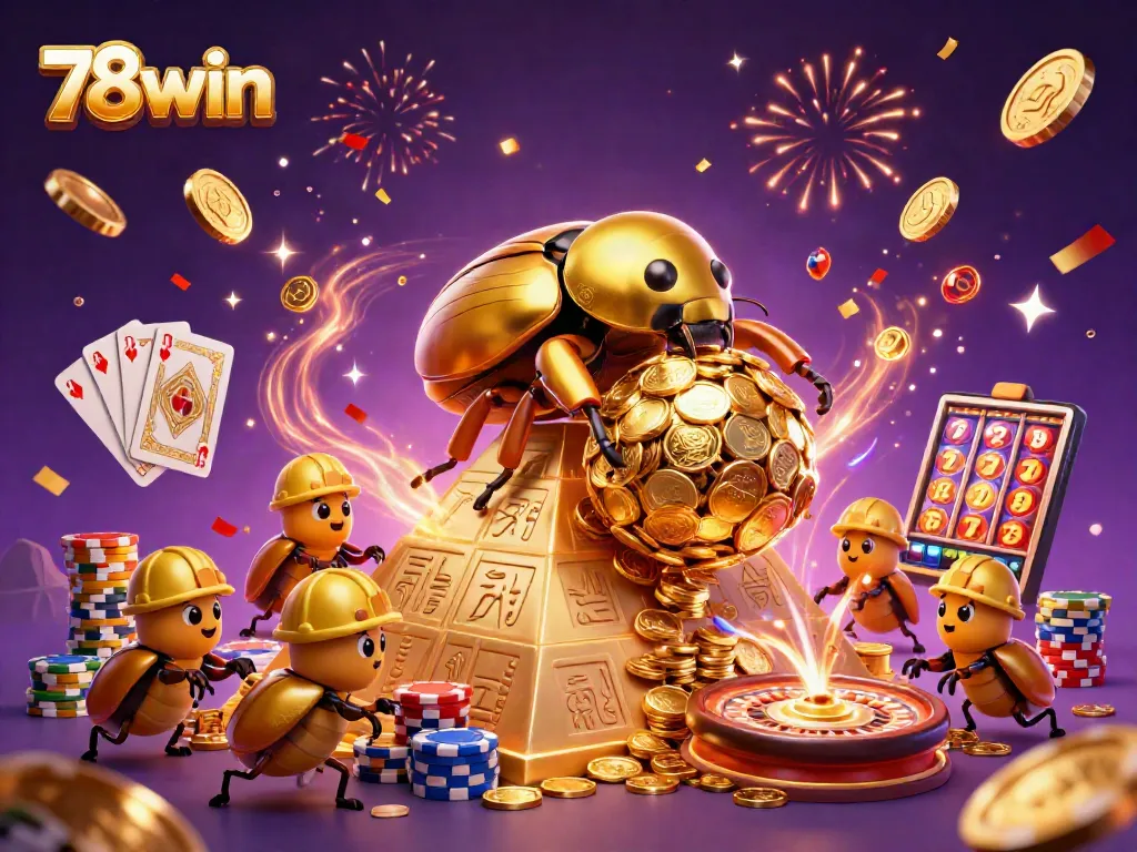 Spin the reels at 78win with vibrant gems and cascading coins creating a winning atmosphere.