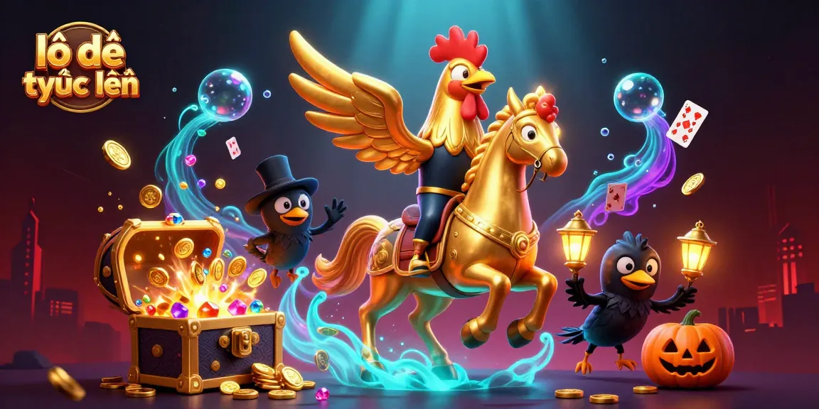 Experience lô đề trực tuyến with golden rooster and crow companions in a vibrant casino.
