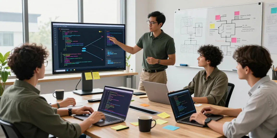 Build internal tools with AI through collaborative software development in a vibrant workspace.