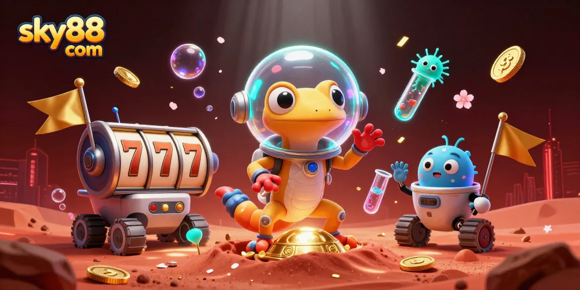 Engage with sky88 com while exploring a vibrant casino world filled with lively 3D elements and unique characters.