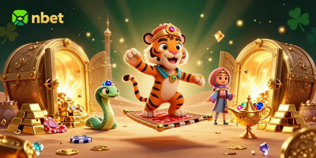 Experience thrilling adventures with nbet's enticing 3D cartoon casino illustration featuring vibrant characters and treasures