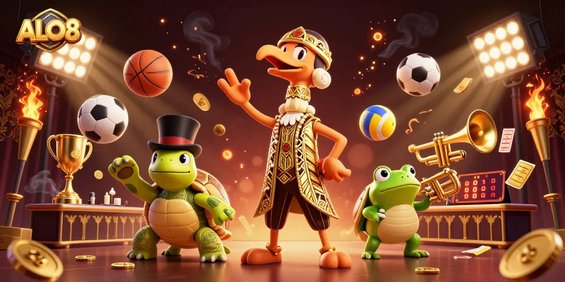 AL08's vibrant casino scene features whimsical characters immersing in thrilling sports betting action.