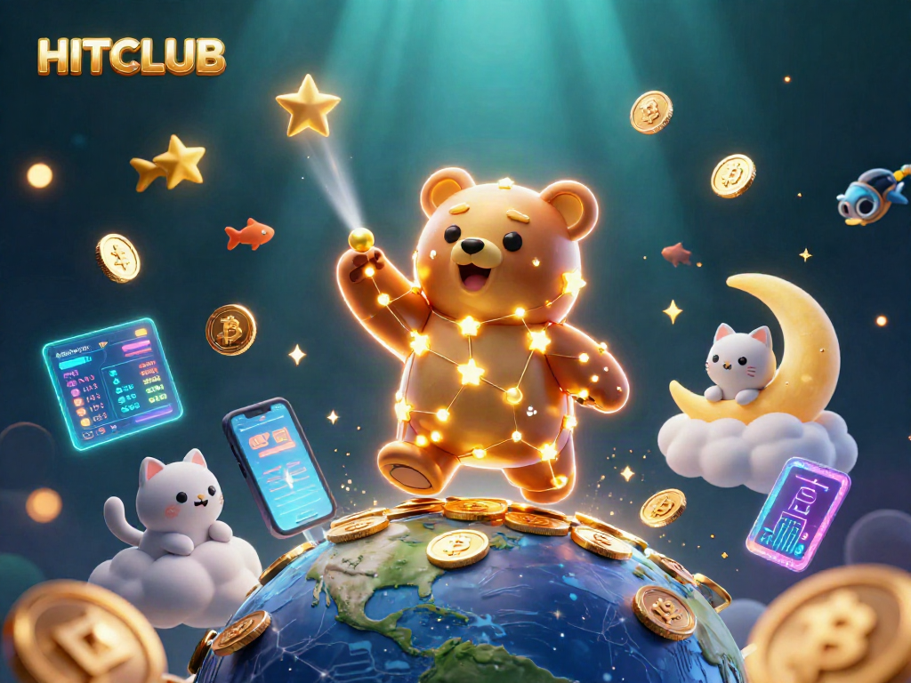 Engage with HITCLUB through an enchanting 3D illustration of cosmic casino adventures.