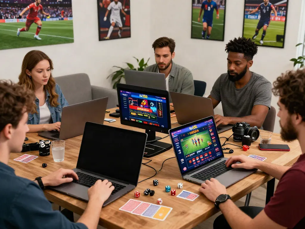 Players engaging with the Net88 betting platform on various devices, illustrating the excitement of online gambling.