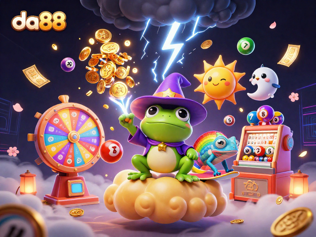 Experience the exhilarating da88 lottery winning moments with vibrant cartoon characters and dynamic game elements.