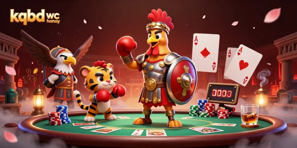 Engage with KQBD WC hom nay updates, featuring colorful poker action in an arena setting.