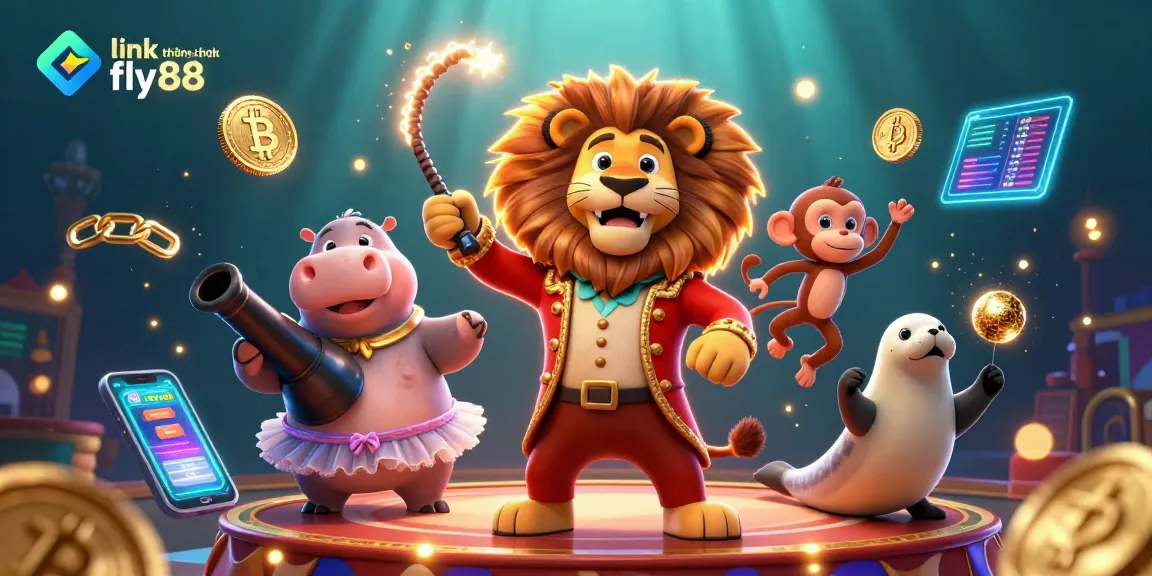 Engage with link không chặn fly88 through this vibrant 3D casino scene featuring exciting characters.