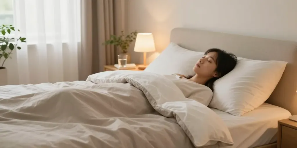 Temazepam kopen helpt bij het verbeteren van een rustige slaap in een serene slaapkamer.