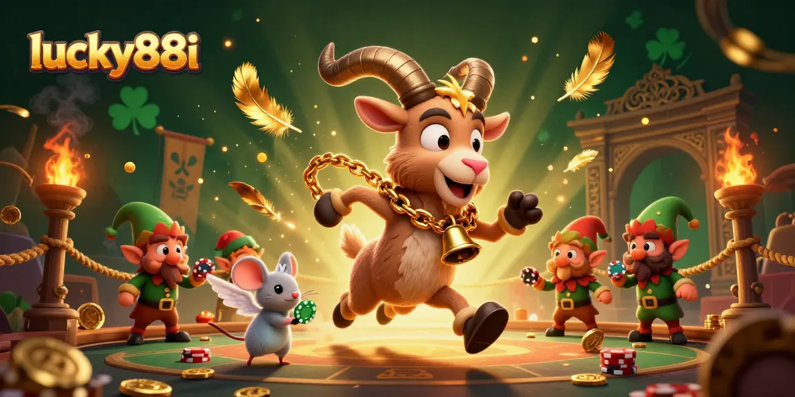 Engage with lucky88i's vibrant casino world, featuring lively characters in a thrilling gaming atmosphere.