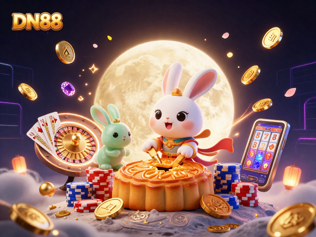 Experience thrilling gameplay at DN88 with a lively scene featuring a moon rabbit and casino elements.