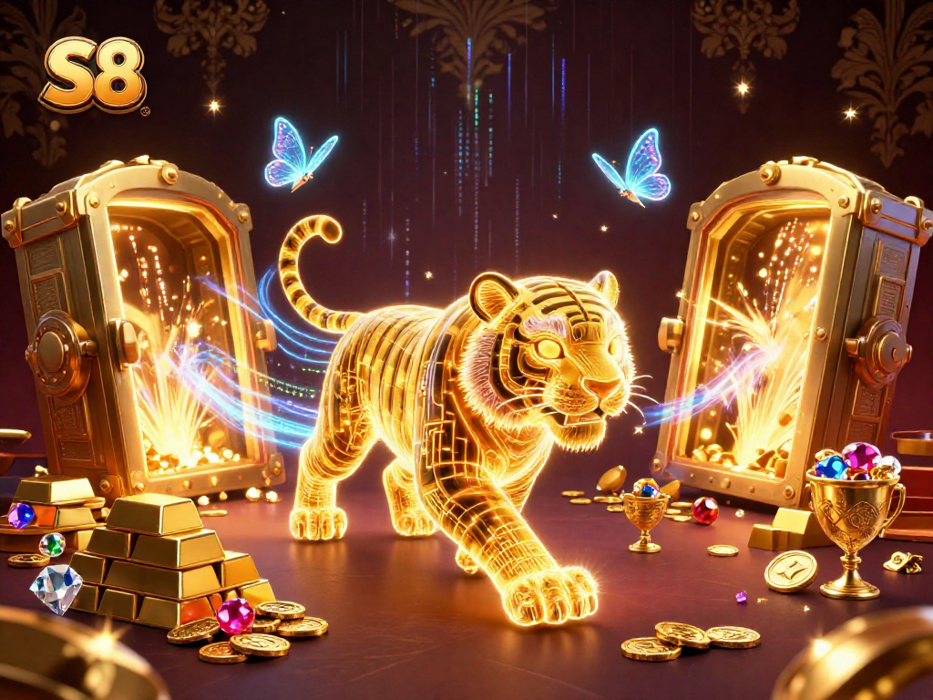 Experience the excitement of S8 in a vibrant, dynamic digital casino scene.