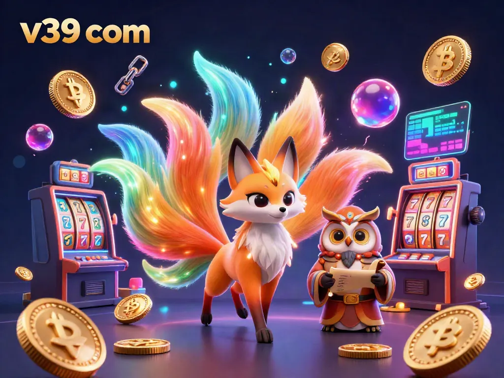 Experience the excitement of v39 com with a vibrant casino scene showcasing a nine-tailed fox spirit and dynamic game elements.
