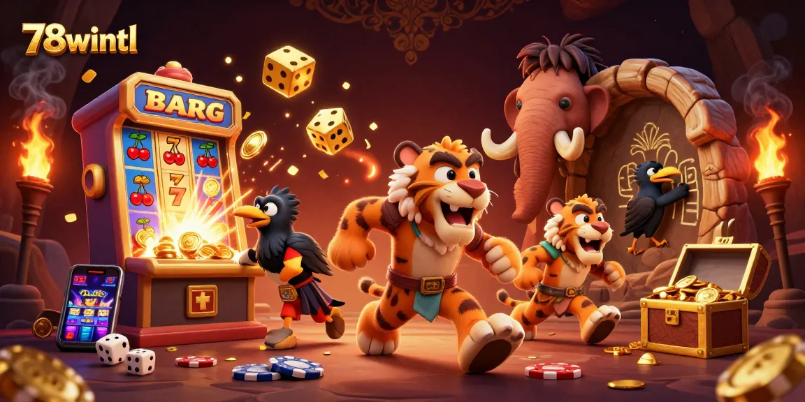 Experience thrilling wins at 78wintl, where a cartoon duo and clever crow bring the prehistoric casino to life with vibrant slots and exciting gameplay.