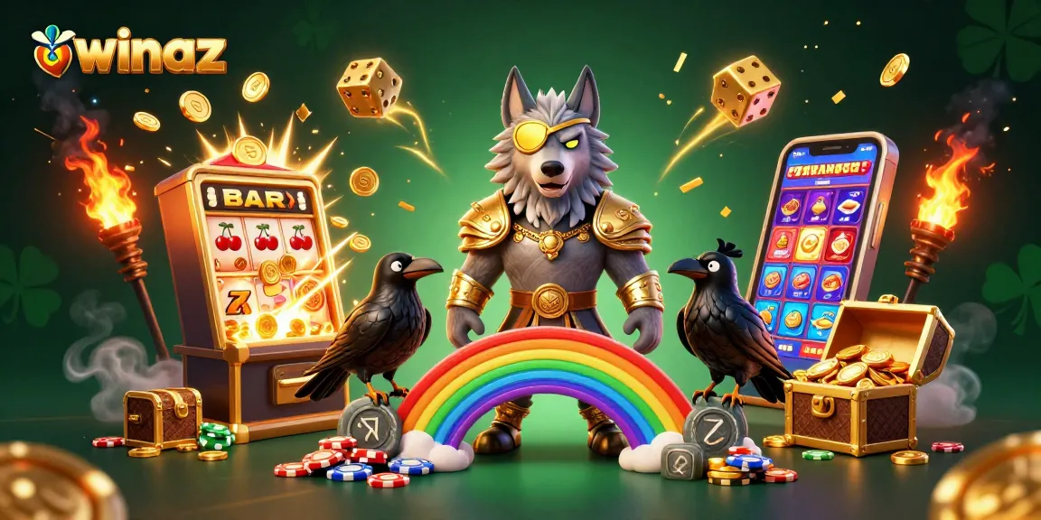Experience winning excitement with winaz's vibrant casino scene featuring Norse mythology-inspired characters.