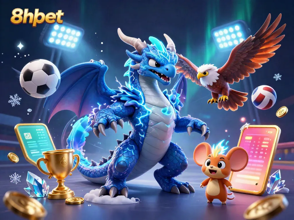 8xbet players experiencing thrilling sports betting with exciting characters in a vibrant casino atmosphere.
