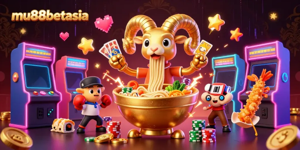 Experience thrilling gameplay at mu88betasia with a vibrant casino-themed digital illustration featuring engaging 3D characters.