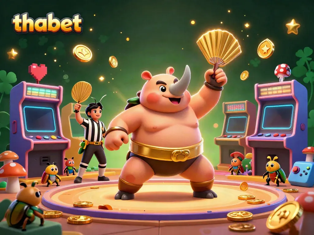 Experience the excitement of thabet with vibrant casino elements and dynamic characters in a fantastical 3D scene.