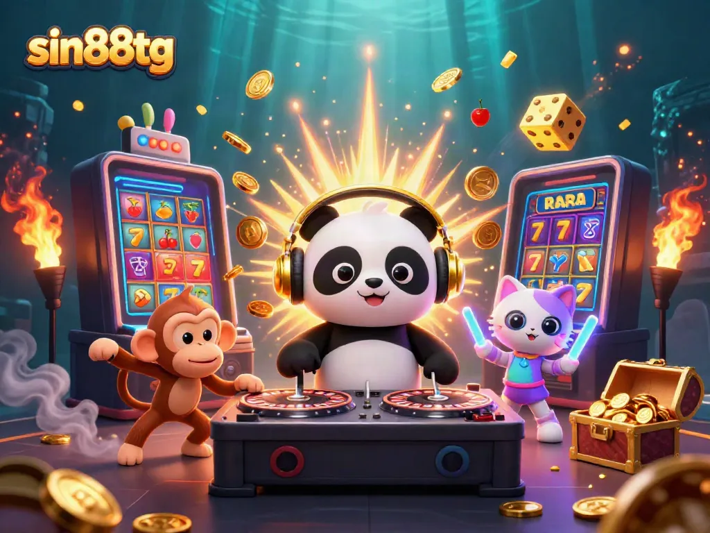 Experience thrilling gameplay at sin88tg with a DJ panda and vibrant casino elements showcasing excitement and adventure.