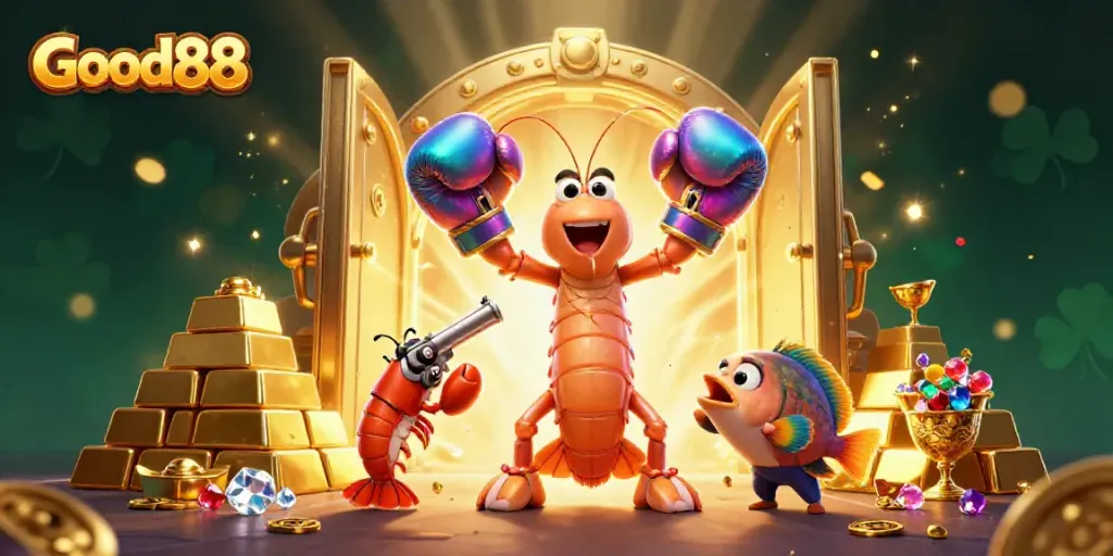 Experience thrilling wins with Good88 as vibrant sea creatures embody the essence of exciting online gambling.