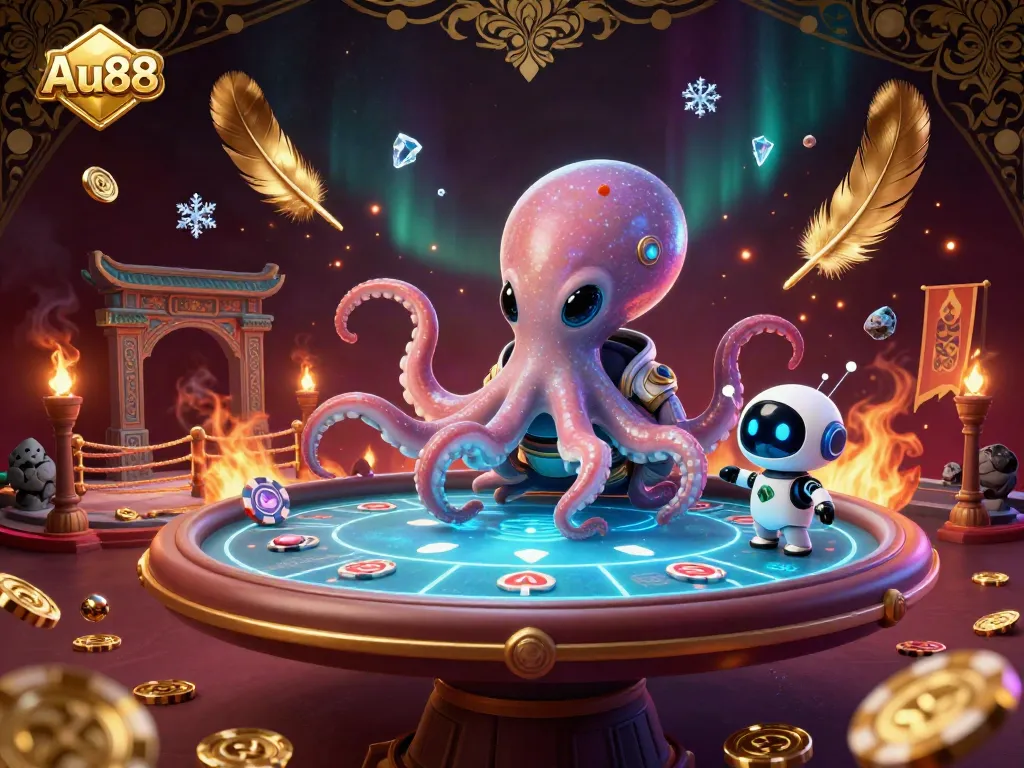 Experience thrilling poker gameplay with an innovative twist at Au88 featuring an alien octopus and exciting action.