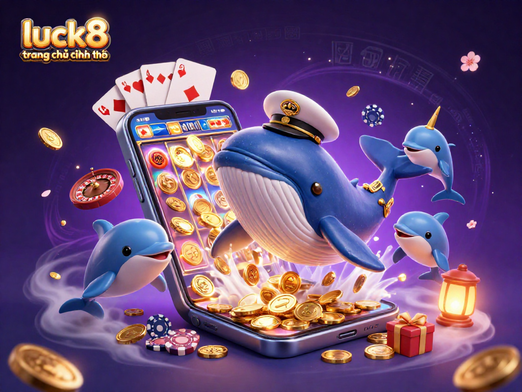 Discover the magic of luck8 trang chủ chính thức with a vibrant, 3D casino scene of playful ocean creatures.