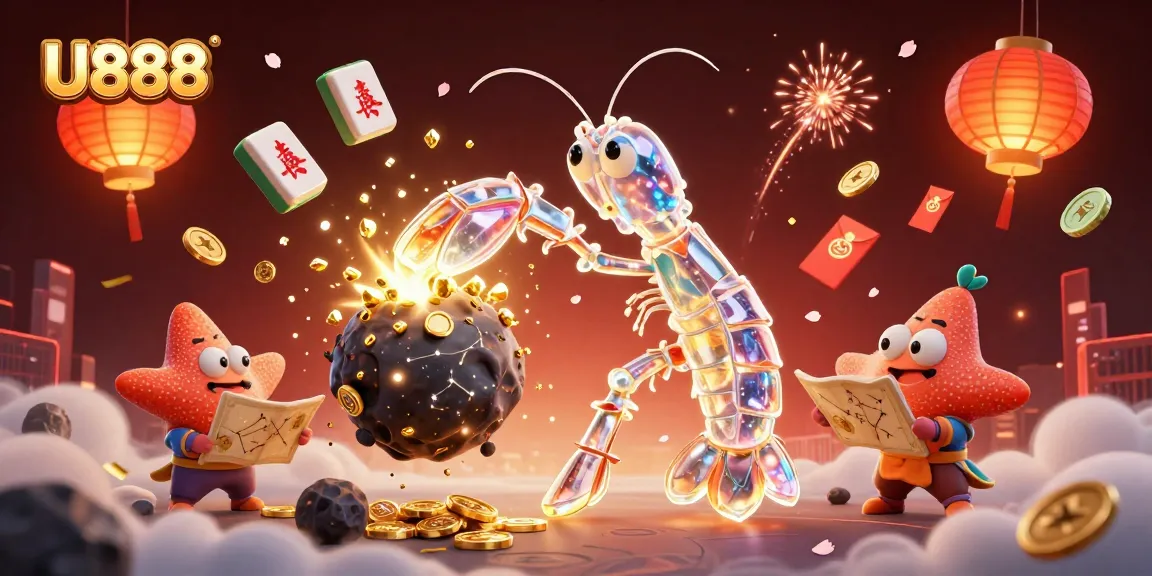 Experience exhilarating wins at U888 casino with 3D cartoon characters amidst vibrant gambling elements.