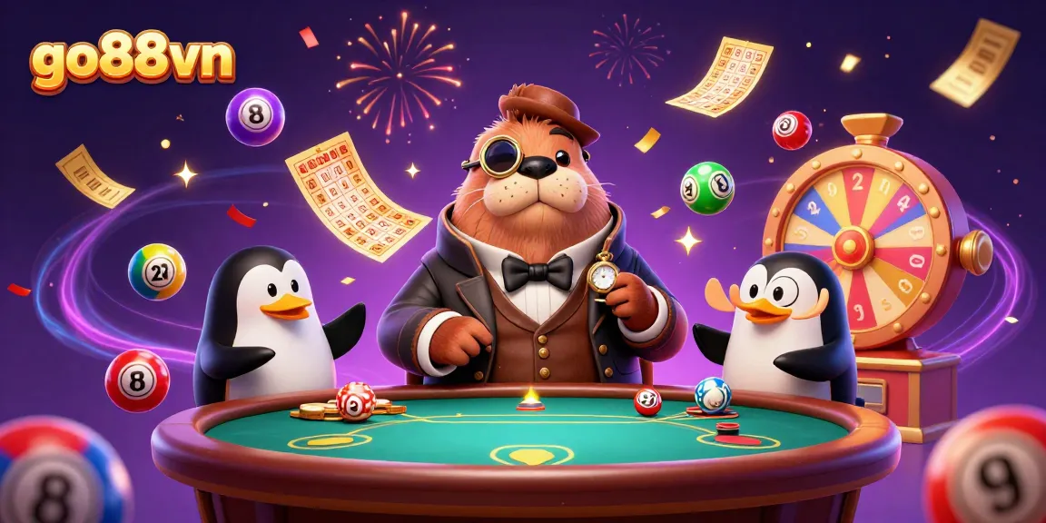 Engage in thrilling gameplay at go88vn with a vibrant underwater casino scene featuring a walrus and penguin dealer.