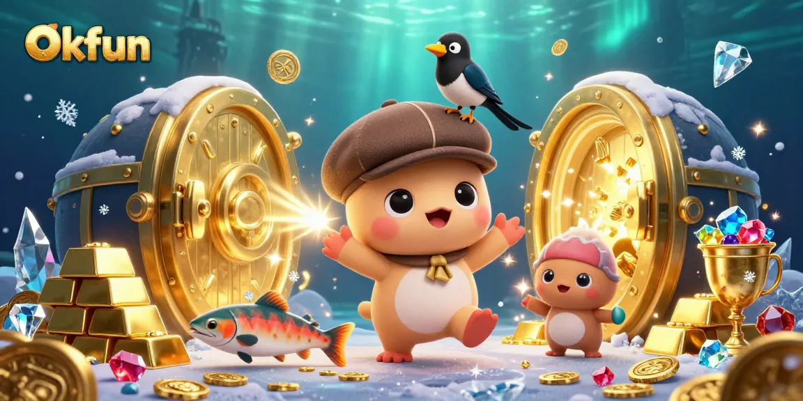 Play casino games with Okfun while enjoying rich gold treasures and playful characters.